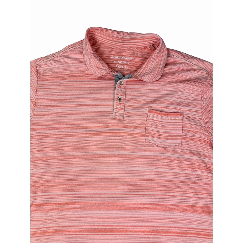 Tommy Bahama IslandZone Polo Shirt 2XL Coral Stripe Stretch